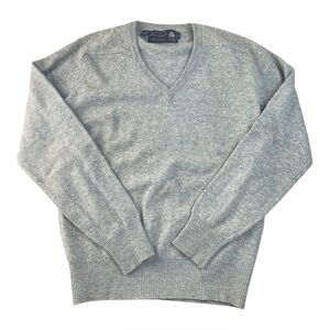 Lord & Taylor Sweater Womens Small Gray Blue Virgin Lambswool VTG V Neck